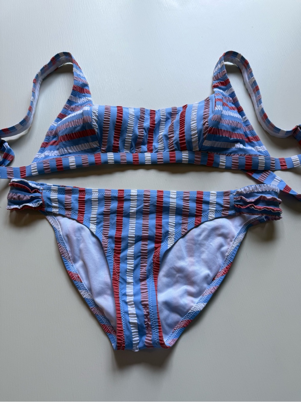 Jessica Simpson Blue, White & Red Striped Bikini